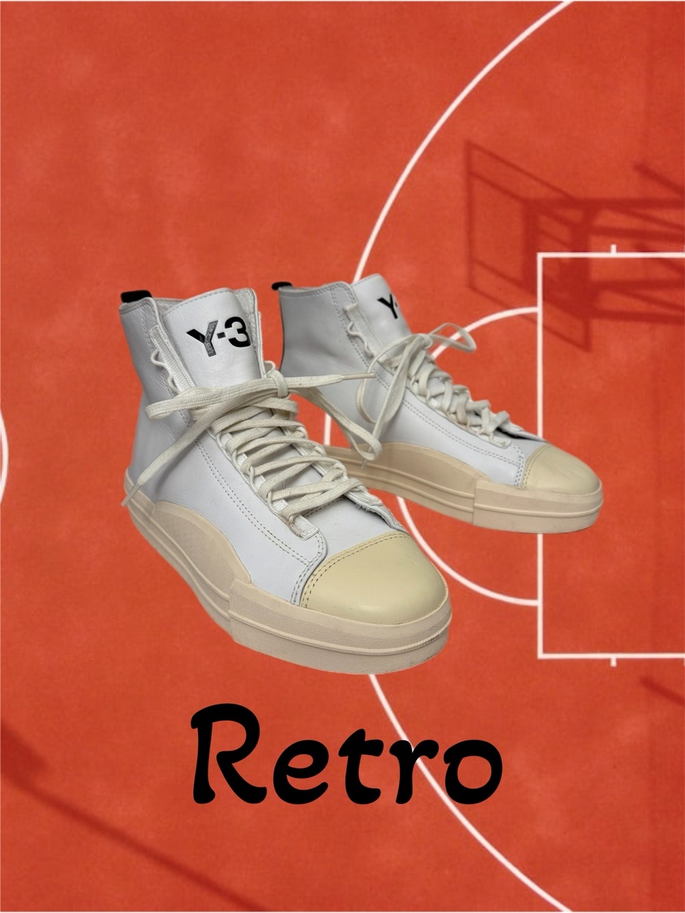Adidas Y-3 High-Top Sneakers in White and Cream Mens Sz 8 Yohji Yamamoto design